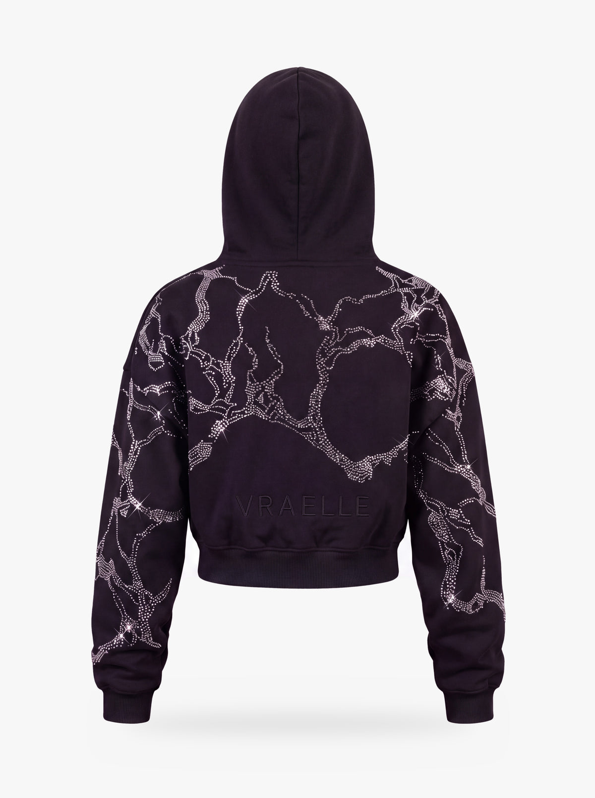 Givre Cropped Zip Hoodie — Black — back