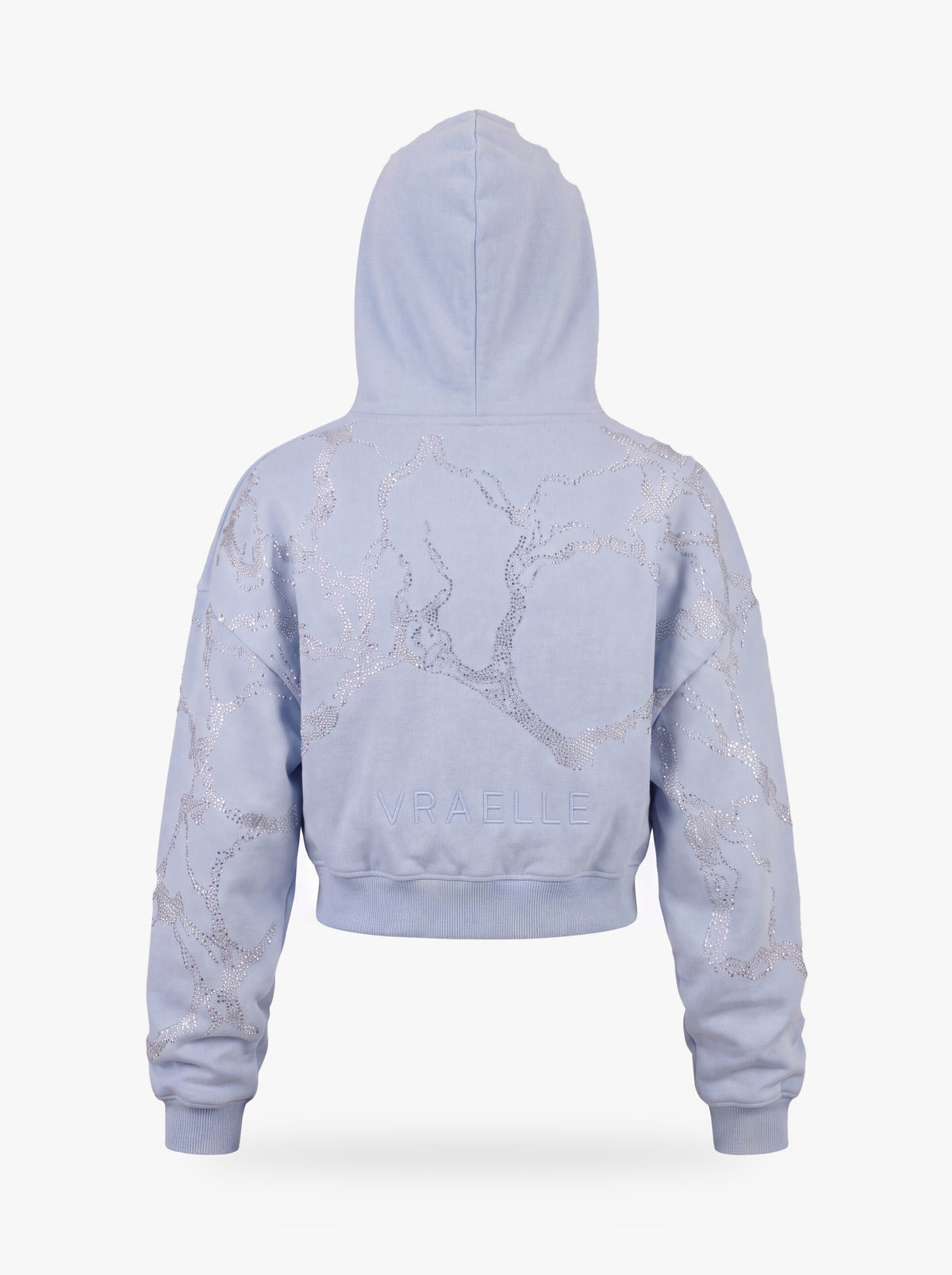 Givre Cropped Zip Hoodie — Baby Blue — back