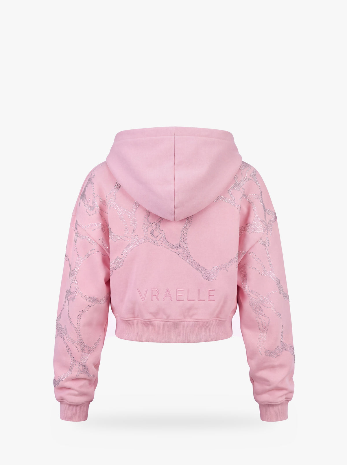 Givre Cropped Zip Hoodie — Pink — back