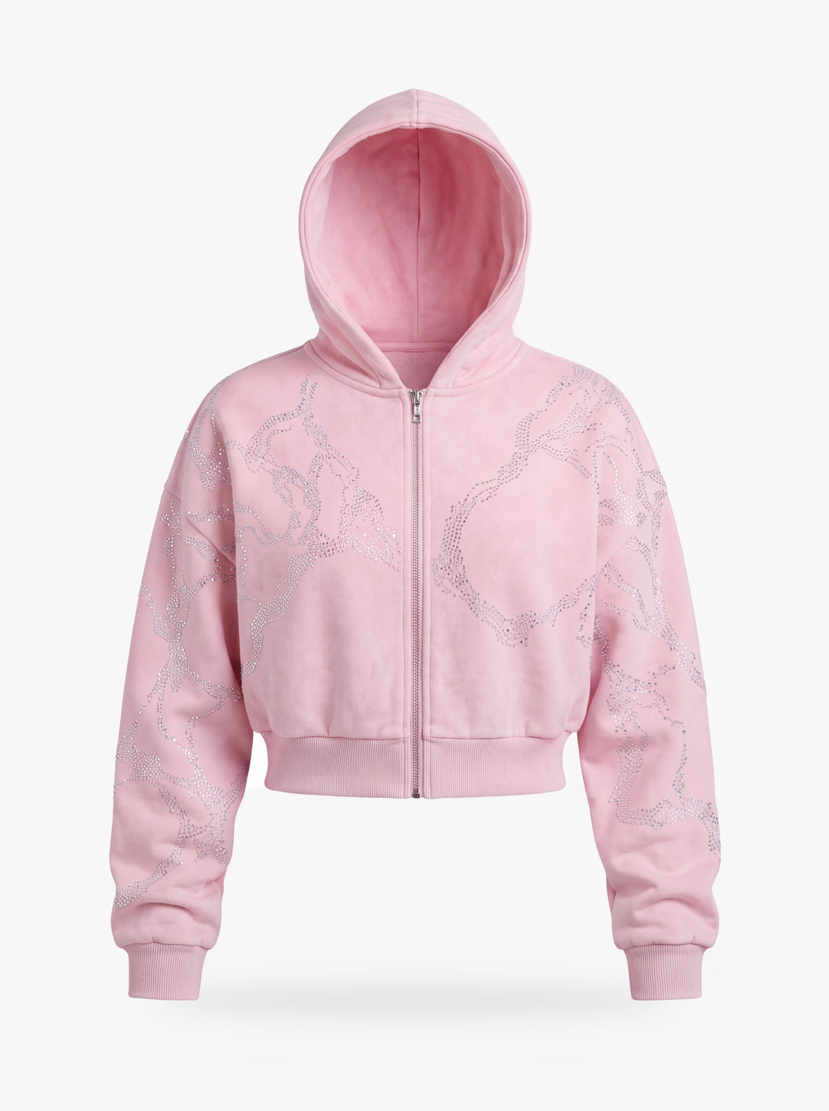 Givre Cropped Zip Hoodie — Pink — front