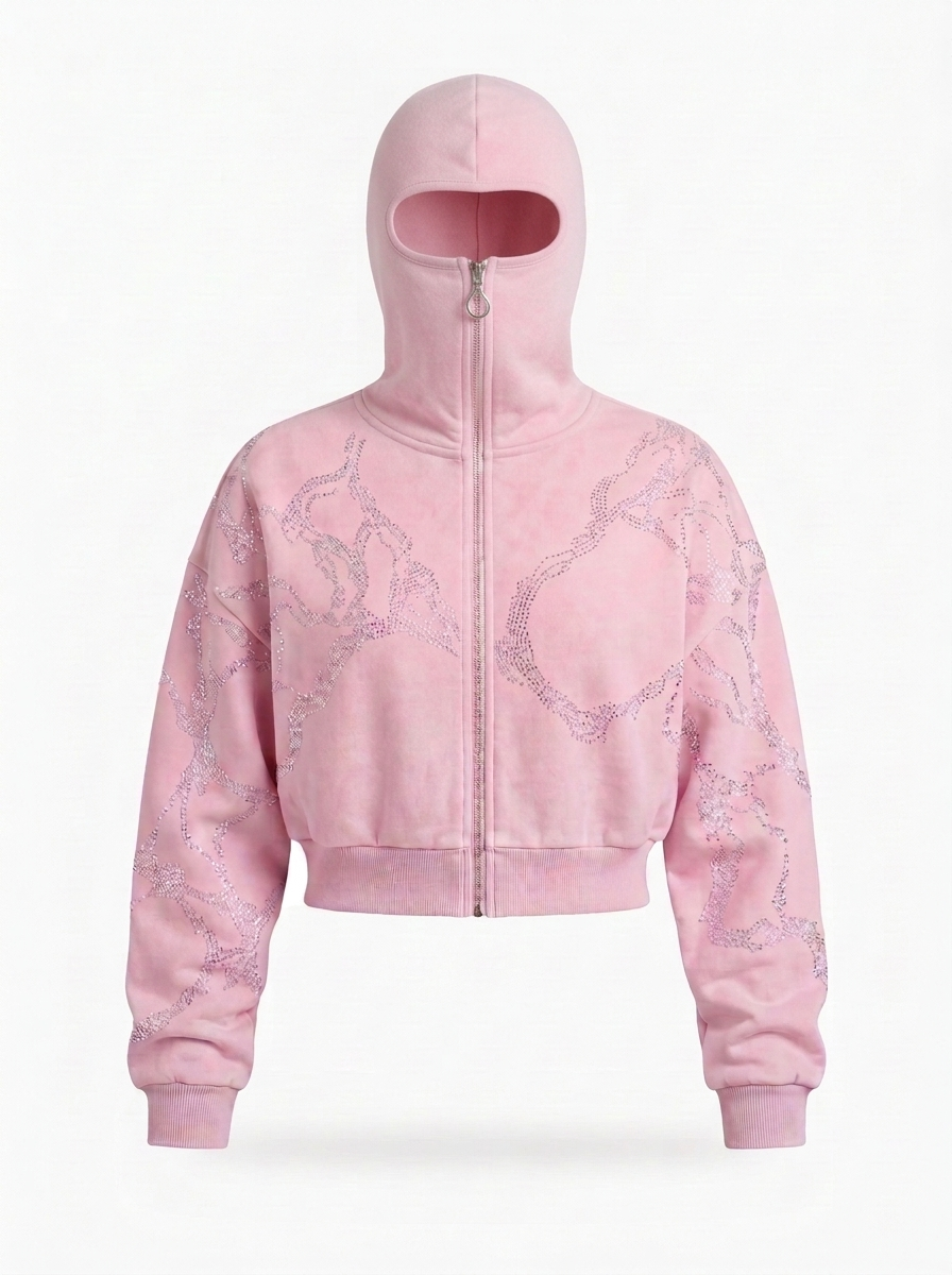 Givre Balaclava Hoodie — Pink — front